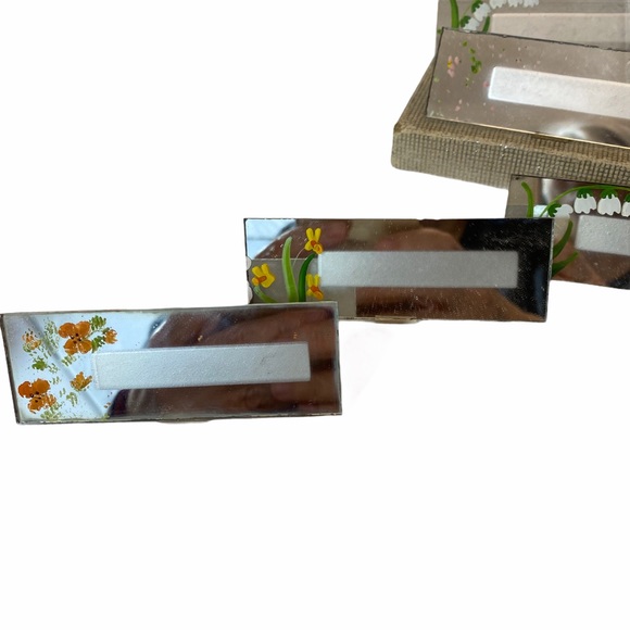 Vintage Mirrored Place Cards 1950's Set of 8 - Picture 2 of 5